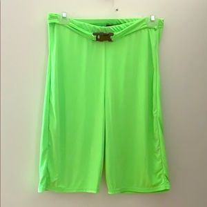 Neon lime buckle strap shorts